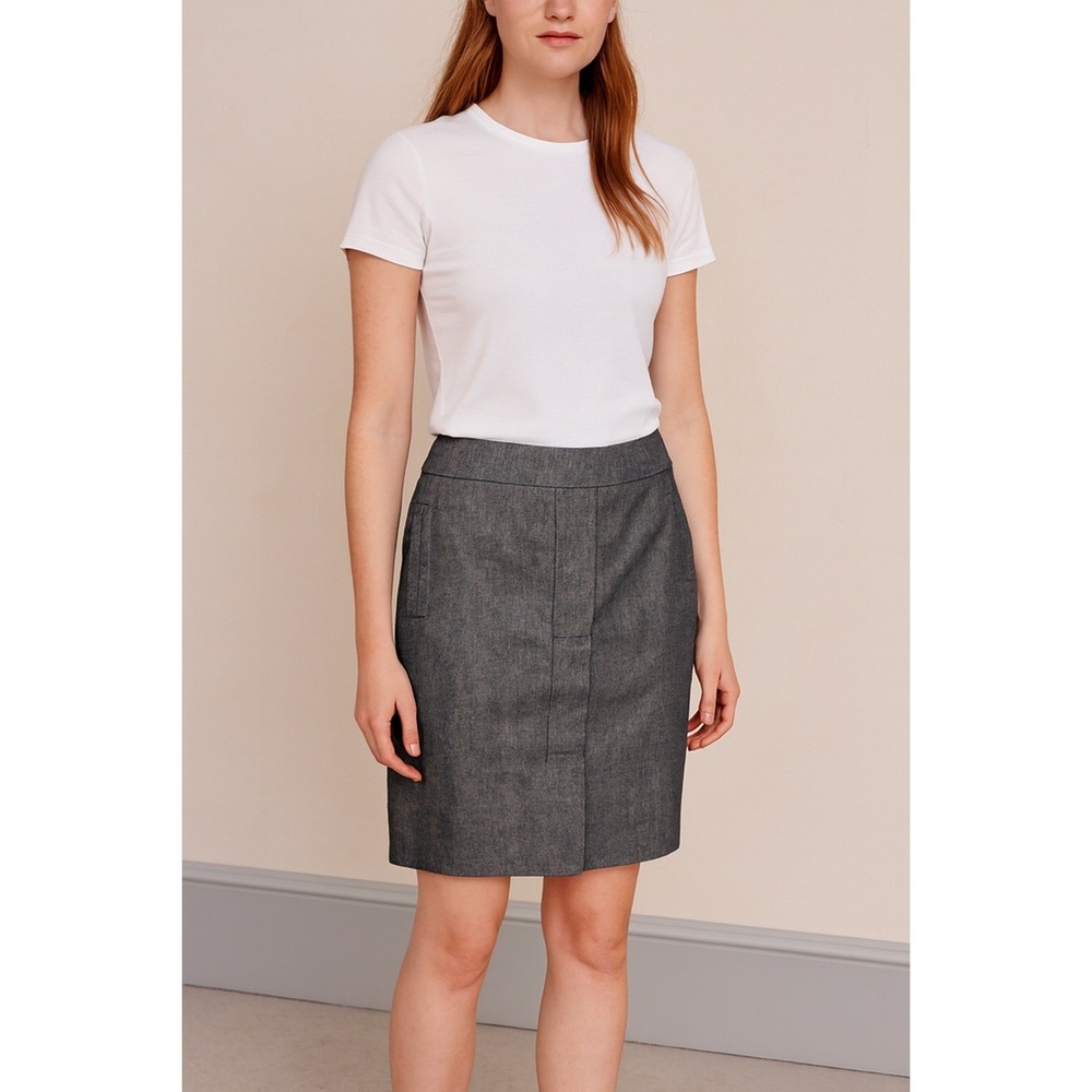 Talbots Skirt Womens Size 4P Black Denim Straight Stretch Back Zip Pockets Y2K